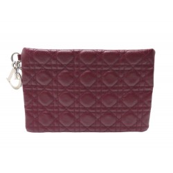 SAC POCHETTE A MAIN CHRISTIAN DIOR PANAREA EN TOILE CANNAGE LADY BORDEAUX 590€