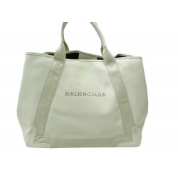 NEUF SAC A MAIN BALENCIAGA 339936 NAVY CABAS CUIR CREME POCHETTE TOTE BAG 1290€