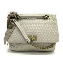 SAC A MAIN LANVIN HAPPY SMALL CUIR MATELASSE BEIGE BANDOULIERE HAND BAG 1295€