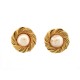 VINTAGE BOUCLES D'OREILLES CHANEL 1990 CLIPS RONDES STRIES AVEC PERLES EARRINGS