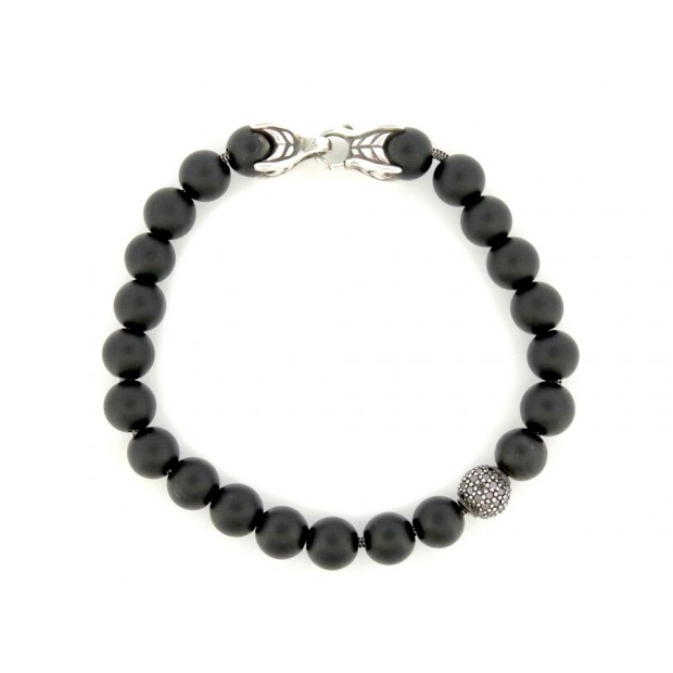 NEUF BRACELET DAVID YURMAN SPIRITUAL BEADS B05508MSS T20 ONYX & DIAMANTS 1900€