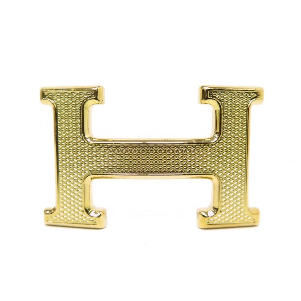 NEUF BOUCLE DE CEINTURE HERMES H GUILLOCHE 32MM EN METAL DORE GOLDEN BUCKLE BELT