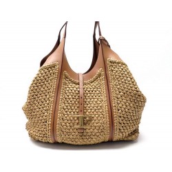 NEUF SAC A MAIN TOD'S SHOPPING T TIMELESS M CABAS EN RAPHIA CUIR TOTE BAG 2600€