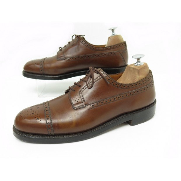 VINTAGE CHAUSSURES JM WESTON 379 DERBY 8C 42 FIN CUIR MARRON + BOITE SHOES 870€