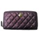 NEUF PORTEFEUILLE CHANEL ZIPPE CUIR IRISE MATELASSE VIOLET MONNAIE WALLET 1500€