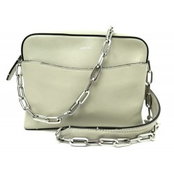 SAC A MAIN LANCEL MESSENGER A07690 CUIR CREME BANDOULIERE CHAINE HAND BAG 490€