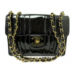 VINTAGE SAC A MAIN CHANEL TIMELESS JUMBO CUIR VERNIS NOIR BANDOULIERE BAG 11100€