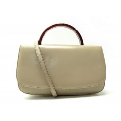 SAC A MAIN PRADA RABAT EN CUIR BEIGE BANDOULIERE LEATHER FLAP HAND BAG 2200€