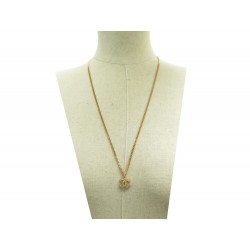 NEUF COLLIER CHANEL LOGO CC & STRASS 69 76 CM EN METAL DORE GOLD NECKLACE 830€