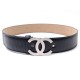 NEUF CEINTURE CHANEL BOUCLE LOGO CC ACIER T75 CUIR NOIR LARGE BLACK BELT 1250€