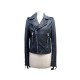 VESTE BALENCIAGA PERFECTO 256302 BLOUSON 42 M EN CUIR BLEU MARINE JACKET 3700€