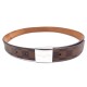 CEINTURE LOUIS VUITTON T85 EN TOILE DAMIER EBENE BOUCLE ARGENTE CANVAS BELT 440€