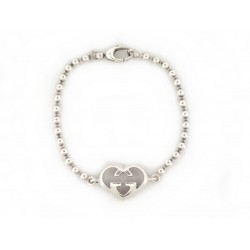 BRACELET GUCCI LOVE BRITT COEUR GG 16 CM ARGENT MASSIF 12.7GR SILVER BANGLE 370€