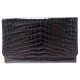 NEUF POCHETTE HERMES ENVELOPPE EN CUIR D' ALLIGATOR CROCODILE MARRON POUCH