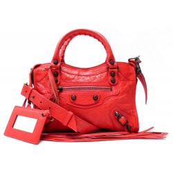 SAC A MAIN BALENCIAGA MINI CITY 300295 EN CUIR ROUGE BANDOULIERE HAND BAG 1500€