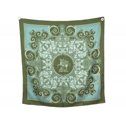 FOULARD HERMES LES TUILERIES JOACHIM METZ EN SOIE VERT CARRE 90 SILK SCARF 490€