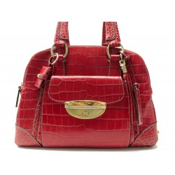 SAC A MAIN LANCEL ADJANI PORTE EPAULE CUIR FACON CROCO ROUGE HAND BAG 1250€