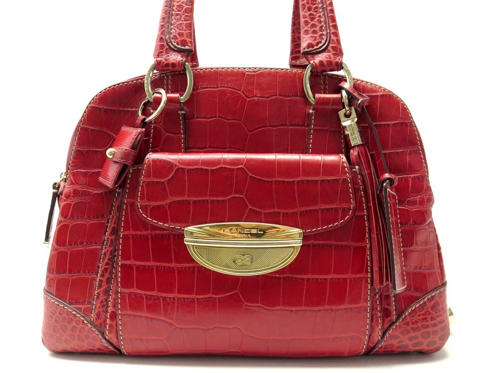 sac a main lancel adjani porte epaule cuir facon croco