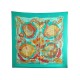 FOULARD HERMES GRANDS FONDS FAIVRE CARRE 90 CM EN SOIE VERTE + BOITE SCARF 495€