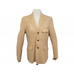 VESTE RALPH LAUREN BLAZER EQUITATION CUIR AGNEAU BEIGE 38 M LEATHER JACKET 3500€