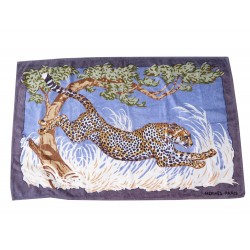 DRAP DE PLAGE HERMES GUEPARD SERVIETTE DE BAIN 150CM COTON GRIS BEACH TOWEL 600€