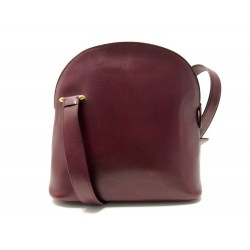 VINTAGE SAC A MAIN MUST DE CARTIER BANDOULIERE CUIR BORDEAUX LEATHER PURSE 1100€