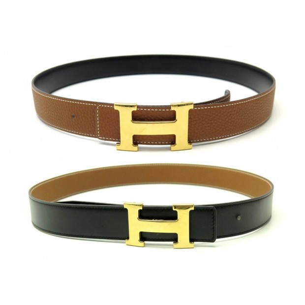 CEINTURE HERMES LIEN REVERSIBLE 32 MM CUIR TOGO & BOX ET BOUCLE H T85 BELT 755€