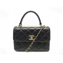 SAC A MAIN CHANEL TRENDY CC MATELASSE CUIR NOIR BANDOULIERE HAND BAG PURSE 6800€