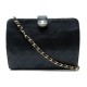 VINTAGE SAC A MAIN CHANEL 1985 CUIR MATELASSE NOIRLOGO CC CHAINE BANDOULIERE BAG