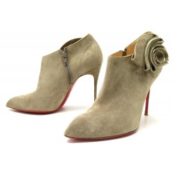 CHAUSSURES CHRISTIAN LOUBOUTIN MRS BABA 39 BOTTINES A TALONS EN DAIM BEIGE 785€