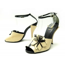 NEUF CHAUSSURES FENDI FLEUR SANDALES 38.5 EN CUIR DE PYTHON & LEZARD SHOES 820€