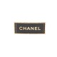 NEUF BROCHE CHANEL PLAQUE LOGO CUIR METAL DORE LEATHER STEEL GOLDEN BROOCH 620€