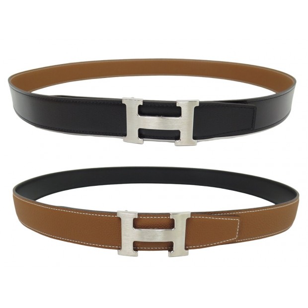 NEUF CEINTURE HERMES BOUCLE H 32MM ACIER BROSSE 100 EN CUIR REVERSIBLE BELT 755€