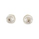 NEUF BOUCLES OREILLES CHANEL PUCES PERLES & LOGO CC STRASS METAL EARRINGS 650€