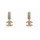 NEUF BOUCLES D'OREILLES CHANEL PENDANTES LOGO CC & STRASS EN METAL EARRINGS 720€