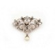 VINTAGE BROCHE PAMPILLE PERLE 1850 EN ARGENT & OR 18K DIAMANTS DIAMONDS BROOCH