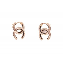 NEUF BOUCLES D'OREILLES CHANEL LOGO CC STRASS EMAIL NOIR METAL GOLD EARRING 700€