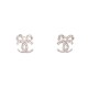 NEUF BOUCLE D'OREILLES CHANEL LOGO CC NOEUD ET STRASS METAL STEEL EARRINGS 530€