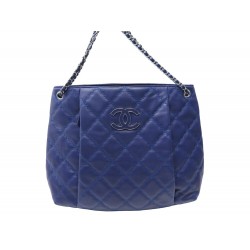 SAC A MAIN CHANEL CABAS HAMPTONS EN CUIR MATELASSE BLEU HAND BAG PURSE 6500€