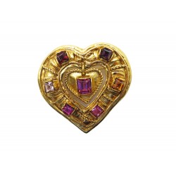 VINTAGE BROCHE CHRISTIAN LACROIX COEUR PERLES DE VERRE NOEL 1992 EN METAL BROOCH