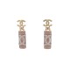 NEUF BOUCLES D'OREILLES CHANEL PENDANTES LOGO CC STRASS ET PIERRE EARRING 750€