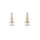 NEUF BOUCLES D'OREILLES CHANEL PENDANTES LOGO CC & STRASS METAL EARRINGS 700€