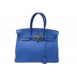 SAC A MAIN HERMES BIRKIN 35 CABAS EN CUIR TOGO BLEU ROYAL LEATHER PURSE HAND BAG