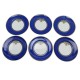 LOT 6 ASSIETTES HERMES A DINER COCARDE DE SOIE EN PORCELAINE BLEUE PLATES SET