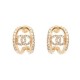 NEUF BOUCLES D'OREILLES CHANEL LOGO CC & STRASS METAL DORE NEW EARRING 850€