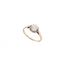 BAGUE SOLITAIRE EN OR JAUNE 18K TAILLE 54 DIAMANT 0.45 CT GOLDEN DIAMANT RING