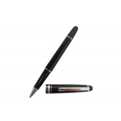 STYLO BILLE MONTBLANC CLASSIQUE PLATINE 132445 RESINE NOIRE ROLLERBALL PEN 505€