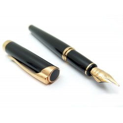 NEUF STYLO A PLUME WATERMAN EN LAQUE DE CHINE NOIR & DORE + ECRIN FOUNTAIN PEN