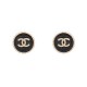 NEUF BOUCLES D'OREILLES CHANEL LOGO CC RONDES PUCES METAL DORE EARRINGS 650€