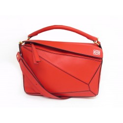 NEUF SAC A MAIN LOEWE PUZZLE EDGE MEDIUM A510P49X14 EN CUIR ROUGE HAND BAG 3000€